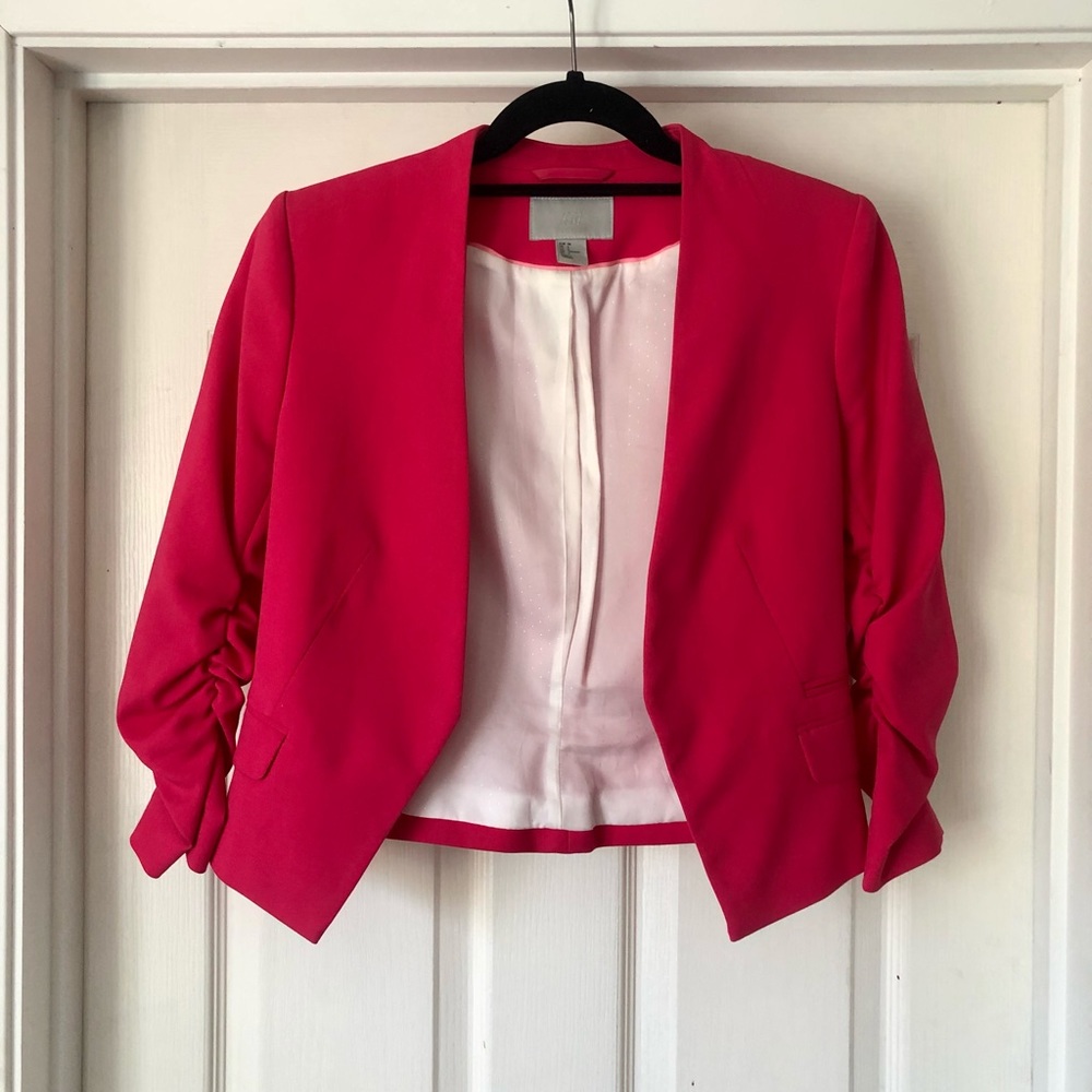 H&M Pink Ruched Sleeve Blazer Size 36